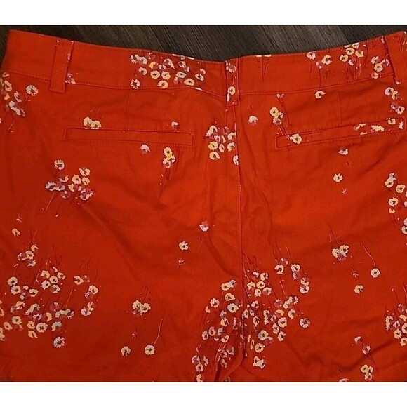 a.n.a A New Approach Twill Shorts Womens 10 Orange Floral Mid Rise Beachy - Picture 3 of 7